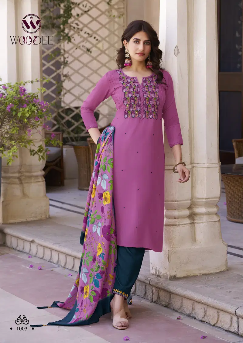 Siyoni By Woodee Rayon Kurti With Bottom Dupatta Exporters In India